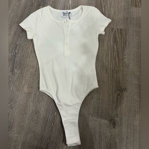 White Princess Polly button bodysuit